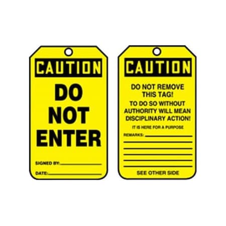 Accuform Safety Tags, CAUTION DO NOT ENTER, 5.75in x 3.25in, RP-Plastic, 5PK MDT639PTM